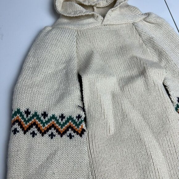 Dog Sweater Cream Chevron Knit Hooded “Chill out” Medium Winter Clothes Warm - Picture 3 of 10